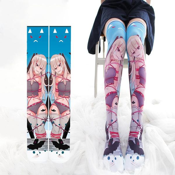 

cute demon anime printing socks lolita stockings cosplay kawaii thigh high school sock summer women's over knee halloween socks