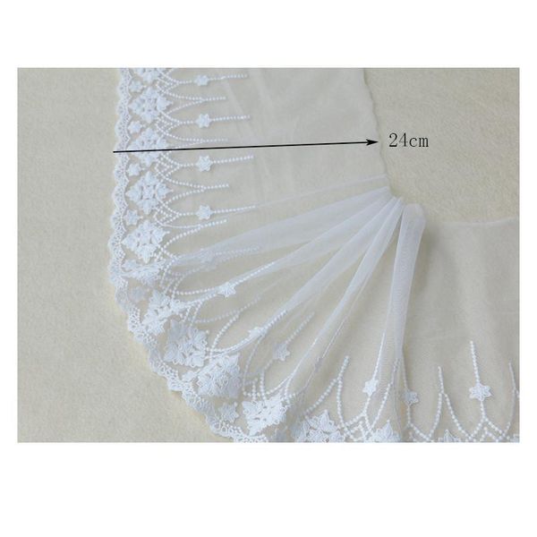

eter/lot wide 24cm white cotton lace trim embroidered fabric for sewing handmade sofa/dress hem accessor sqcaxu