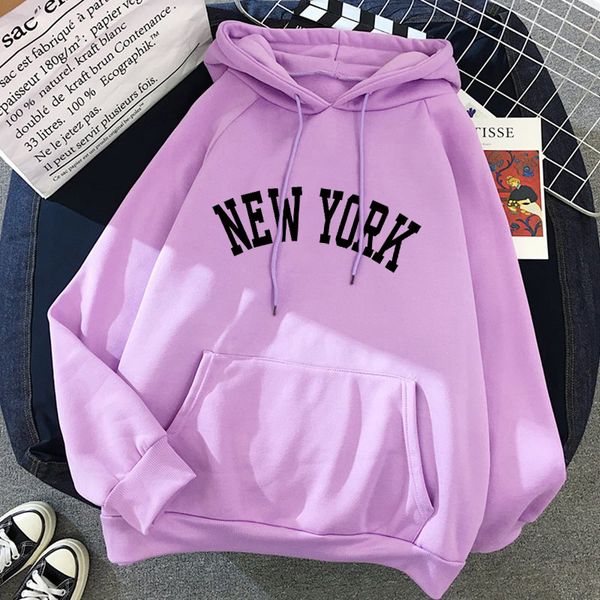 

new colors sweatshirts winter womens new york printing hooded female 2020 cotton thicken warm hoodies lady autumn, Black