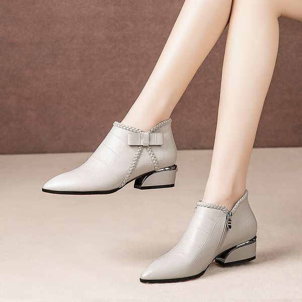 

fashion butterfly-knot ankle zipper leather rubber boots from the plutonium zapatos mujer nui9, Black
