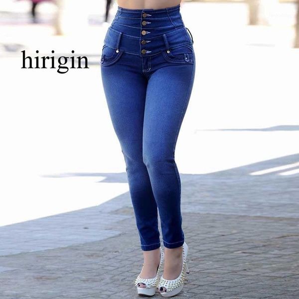 

women high waist skinny tight long jeans pencil stretch denim pants trousers1, Blue