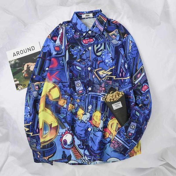 

zhuzunzhe 2020 cartoon printed mens shirts autumn fashion harajuku streetwear casual cotton long sleeve outwear hip hop 1, White;black