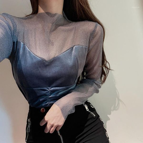 

dai fa gauze base shirt women's autumn and winter underwear bright silk women's shiny silk joint western style gold velvet1, White