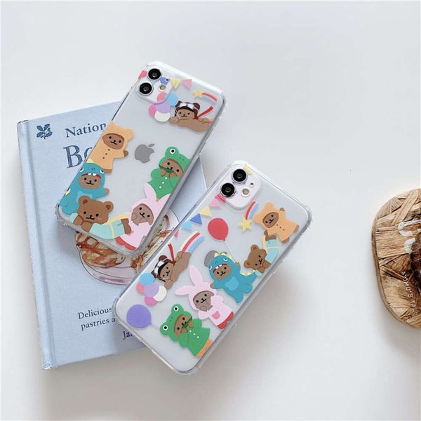 

1dwcute cartoon bear mobile phone cover vip 12 mini 11 pro xs max 7 8 plus se 2020 x xr transparent soft shock proof silicone cover