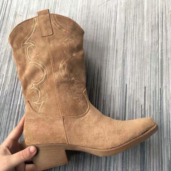 

clearance] flat platform cowboy women autumn winter fur leather boots fashion round toe high heels ladies shoes c0129, Black