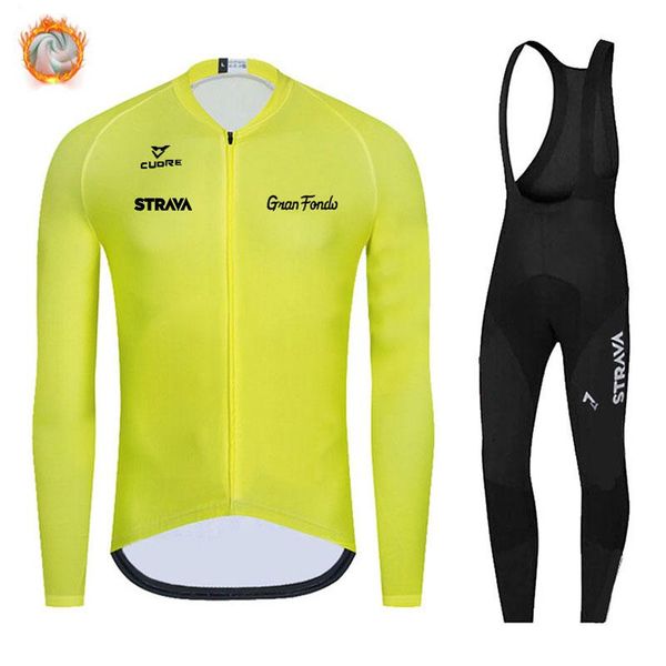 

strava 2020 winter fleece pro cycling jersey set mountian bicycle clothes wear ropa ciclismo racing bike clothing cycling set, Black;blue