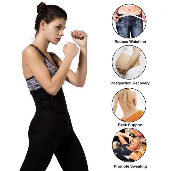 

waist support sweat trainer belt women weight lose body shaper sauna slimming strap tummy control fat sports band burn girdle corset1, Black;gray