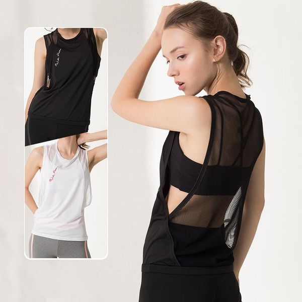 

cross sports vest back mesh quick-drying clothes running blouse sleeveless t-shirt yoga fitness clothes women's summer, White;red