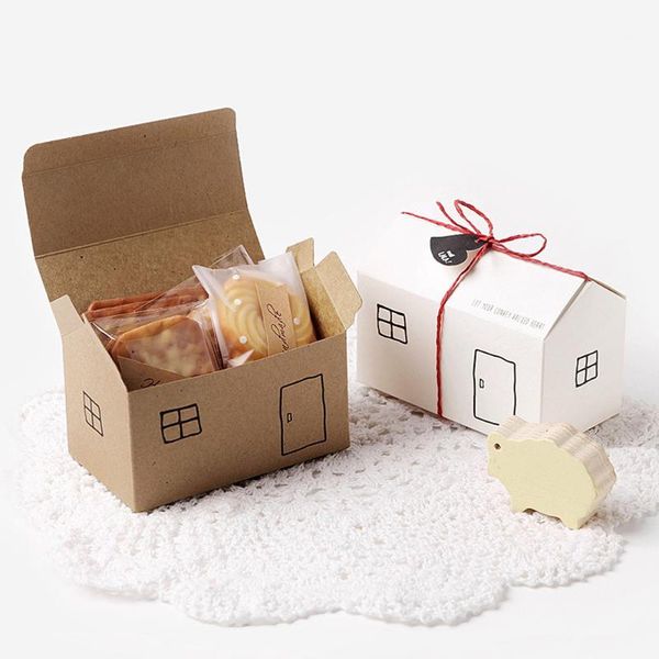 

gift wrap house paper boxes 20sets white kraft party favor box package candy wed bag set string tag included1