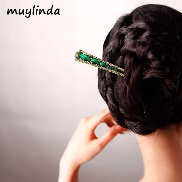 

muylinda ethnic retro simple chinese hair stick geometry vintage women hairpins jewelry, Golden;silver