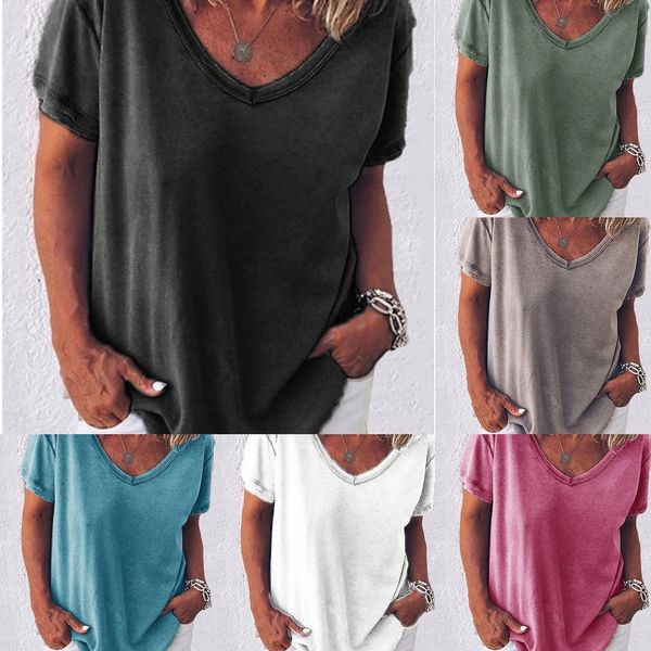 

2020 summer outer net solid color short sleeve 2020 women's t-shirt summer women's t-shirt outer net solid color short sleeve 63kt, White