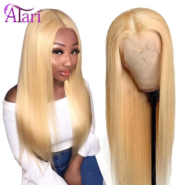 

blonde wig 613 straight lace front wigs hd transparent lace wig virgin human hair wigs pre plucked frontal for woemen, Black;brown