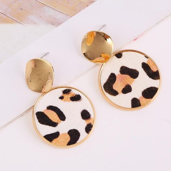 

new arrival trendy boho leopard zebra printed fur drop earring america selling leather earring for women girls holiday party1, Silver