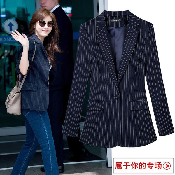 

women's suits & blazers plus size 5xl 6xl suit women blazer 2021 stripe short slim spring autumn coats female jackets white, White;black