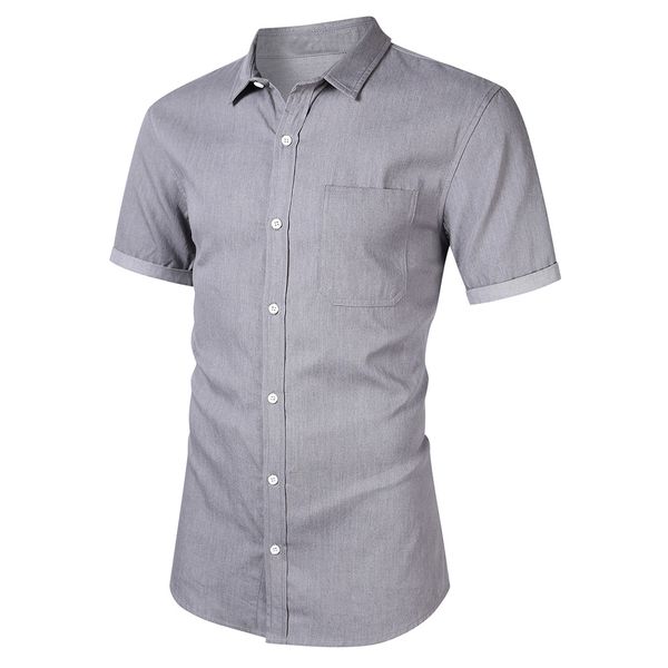 

fashion men regular-fit denim shirt turn-down collar short sleeves buttons shirts blouses summer casual blouse 2020 new, White;black
