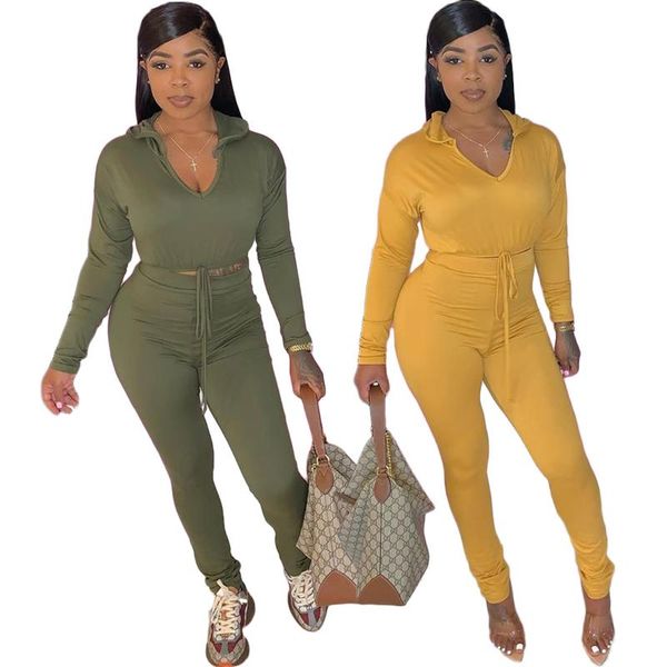 

88ny8016 autumn winter women outdoor casual home sports solid with hood two piece set and pants tracksuit sweatsuit outfits, Gray