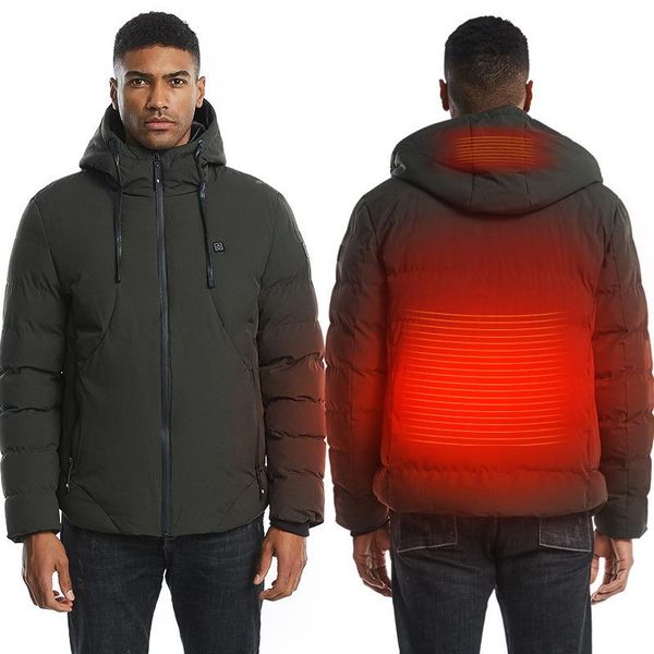 

men's down & parkas winter jackets electric heated jacket usb smart heating men keep warm temperature controllable male parka 6xl 7xl, Black