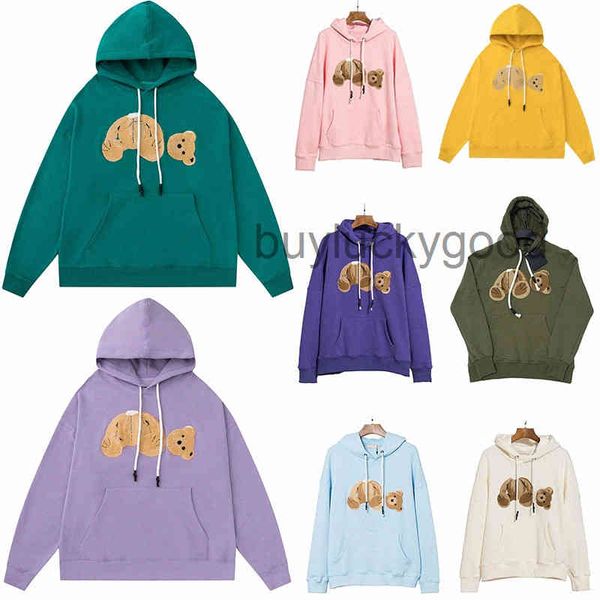

2022 designer autumn winter sweatshirts hoodies angels angel hip hop mens lettered broken bear palm letter print men women teddy sweatshirt, Black