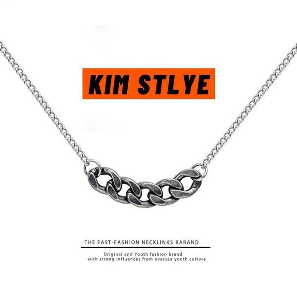 

ins necklaces men street cool wind hip hop personality minority design trampy pendant women sweater chain, Silver