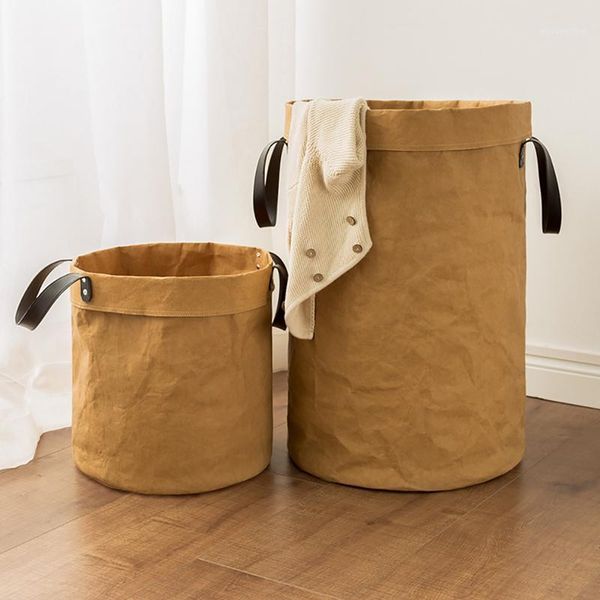 

40*65cm kraft paper foldable storage basket sundries kids toys storage box dirty laundry basket bags clothes toys bin1