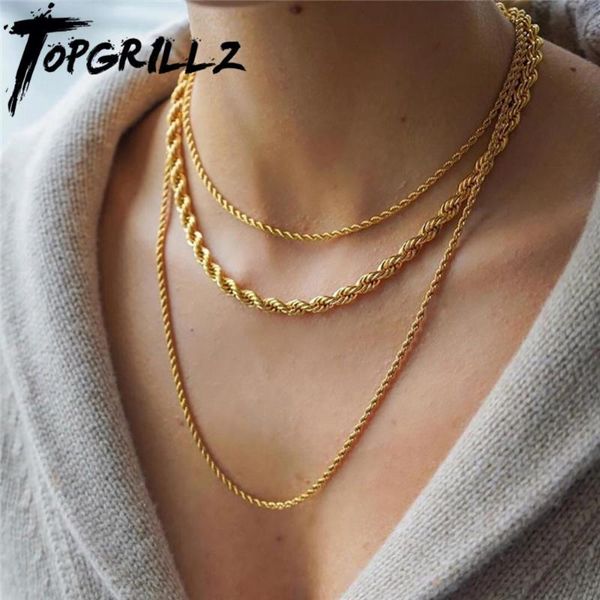 

chains rillz hip hop rapper's chain 3mm/5mm/7mm 18" 20" 24" gold silver color stainless steel rope link fashion jewelry