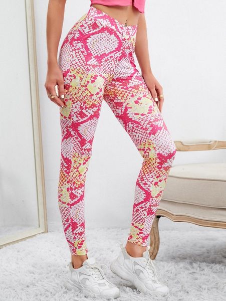 

snakeskin print leggings p7ye#, Black