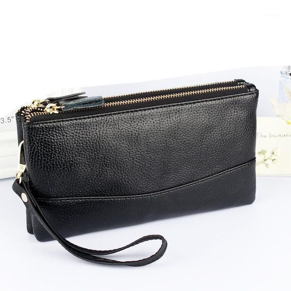 

high capacity fashion women wallets long dull polish pu leather wallet female double zipper clutch coin purse ladies wristlet1, Red;black