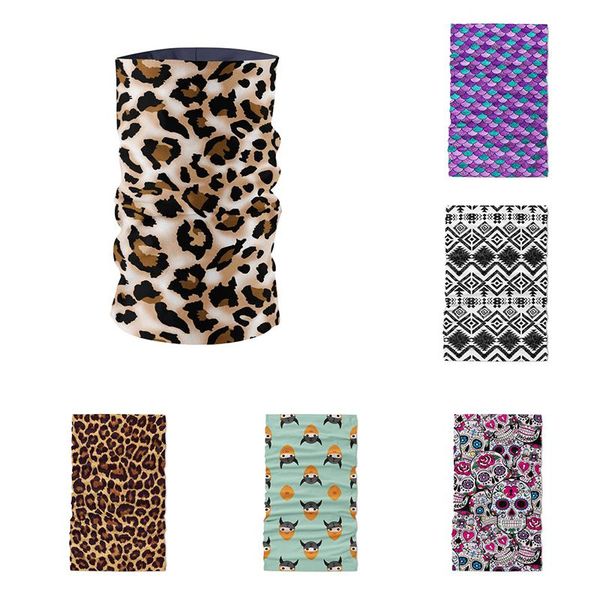 

leopard print headband magic bandana microfiber seamless tubular hijab neck tube sports scarf mask headwear motorcycle kerchief, Blue;gray