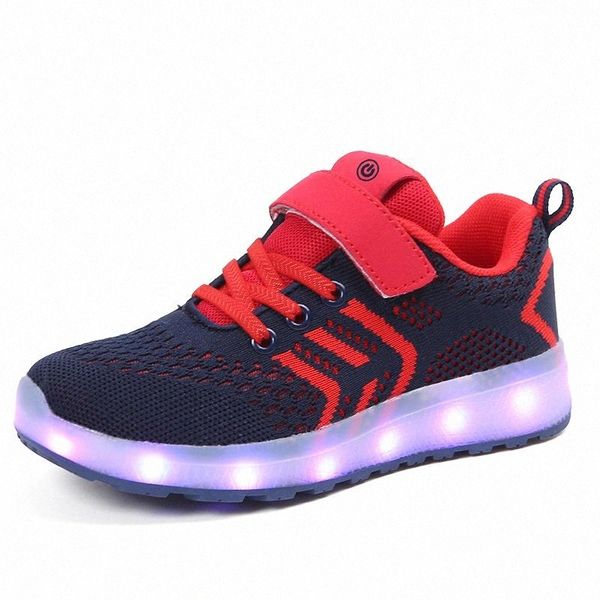 

Breathable 2018 New 25-37 USB Charger Glowing Sneakers Led Children Lighting Shoes Boys/Girls illuminated Luminous Sneaker Red #aF3X
