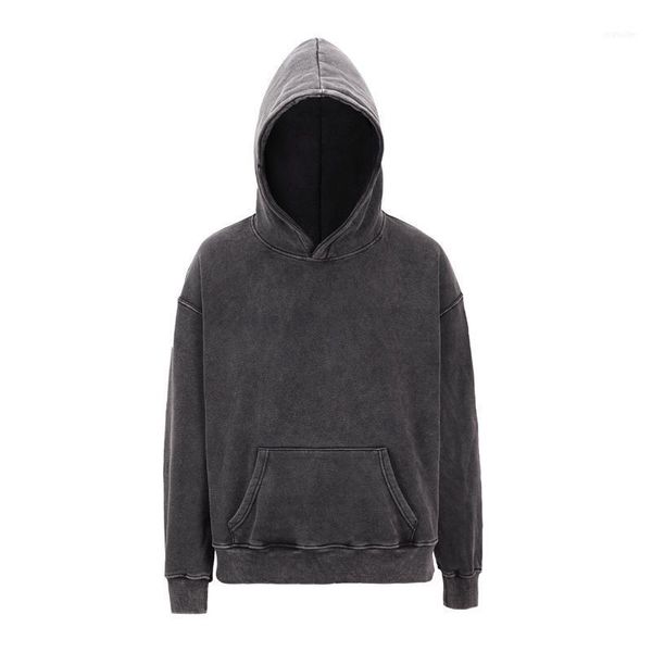 

men's hoodies garment-washed black distressed hoodies hip hop relaxed fleece raglan sweatshirt fashion with