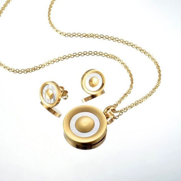 

stainless steel pendant necklace earrings sets charm necklace jewelry sets for women girls christmas gift, Silver