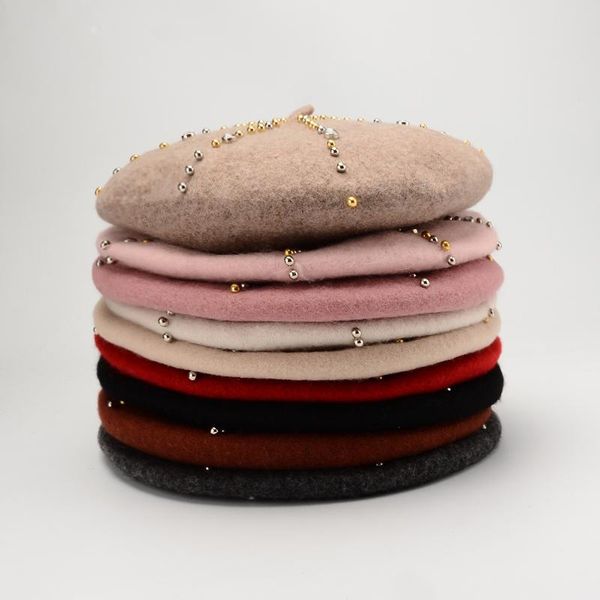 

cokk wool beret spring autumn winter woolen elegant full rhinestone warm womens hats beret cap gorras ladies hat swy sqcagb bdefashion, Blue;gray