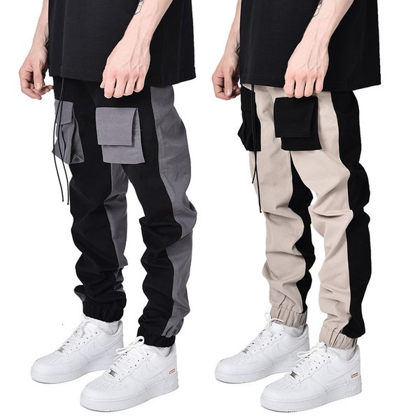 

ins overalls autumn spring fashion brand loose legged straight sports and leisure pants men's wear, Black