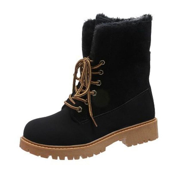 

boots winter comfortable short warm women's with flat bottom non-slip, Black