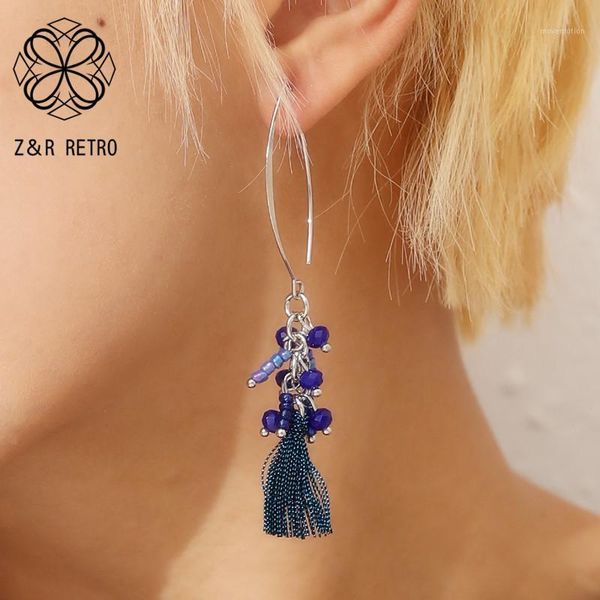 

bohemian tassel drop earrings for women statement fashion jewelry ethnic pendientes vintage colorful beads eardrop travelling1, Silver
