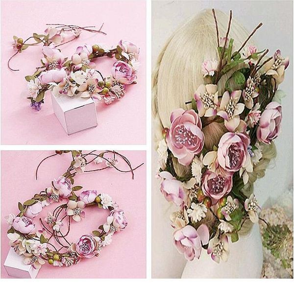 

wedding flower wreath wedding decoration bridal hair headdress flower crown hair accessories adjustable party qylqma