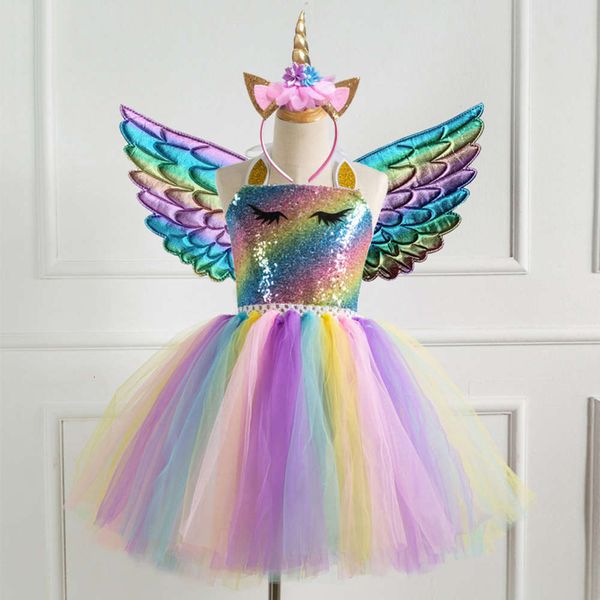 

children's colorful sequin girls' dance drs rainbow mh princs skirt with wingse4g9, Red;yellow