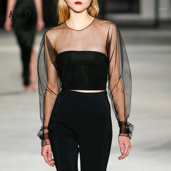 

2020 spring autumn new women t-shirts splicing net long sleeve t shirt cool mesh women bell-bottoms pants black trousers1, White