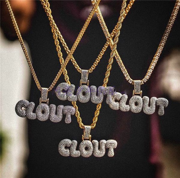 

hip hop clout pendant necklace iced out full zircon gold silver color plated men halloween party jewelry gift