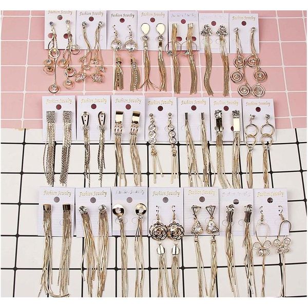 

designer earrings tassel long dangling drop earrings gold silver earrings quilling austrian crystal bar party wedding jewelry mix rvode