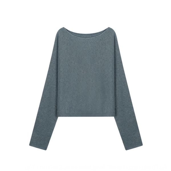 

anna looks thin and easy to wear version sweaterwomen's t-shirt sweatersweater sweater loose wear long sleeve one line collar t-shirt b, White;black