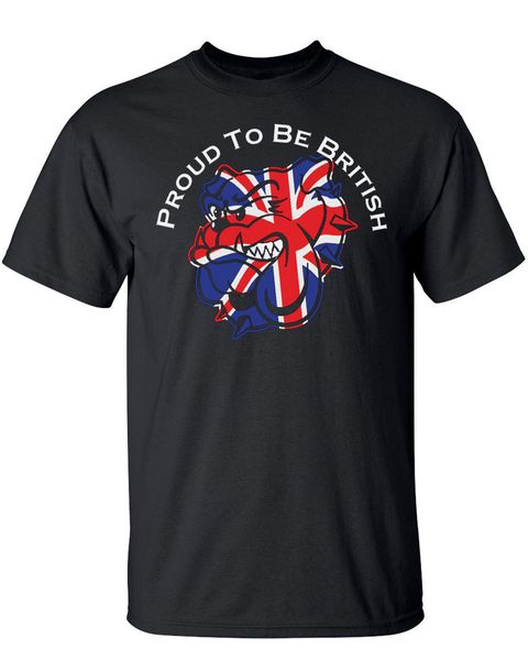 

sport casual printing tee proud to be british bulldog union jack t-shirt unique design gift man t-shirt