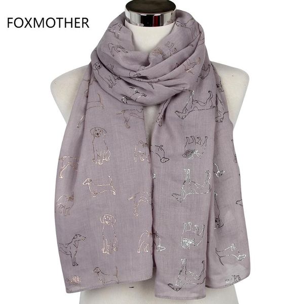 

scarves 2021 spring grey navy shiny bronzing silver dog long for women ladies, Blue;gray
