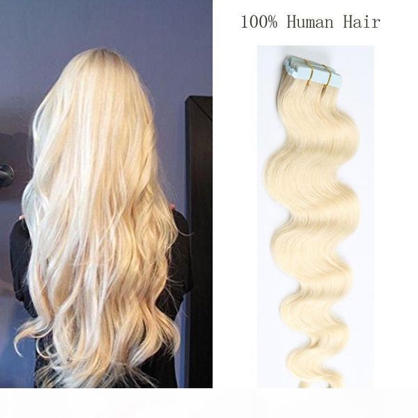 

16~24inch straight adhesive pu skin wefts tape in human hair extensions pu tape hair 20pcs set multi colors hipping, Black