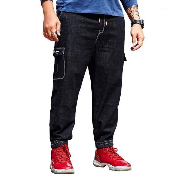 

2020 solid black soft jeans for men straight loose plus size s-6xl1, Blue