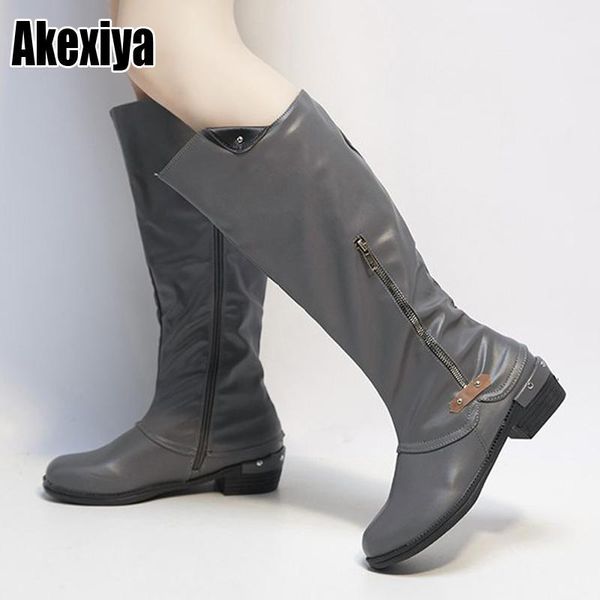 

boots pleated leather high heel long women shoes round toe stiletto heels knee-high autumn winter black 43 p564