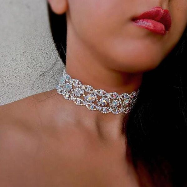 

кристалл rhinestone choker ожерелье для женщин мода ювелирные изделия золото серебро гальваническим chocker collier # 225915, Golden;silver