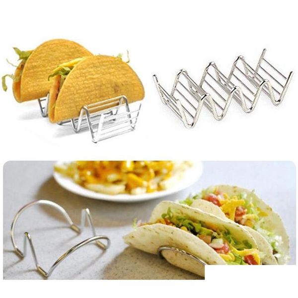 

stainless steel taco holder mexican food rack stand holds hard soft shells wave kitchen tool restaurant f qyltjm bwkf