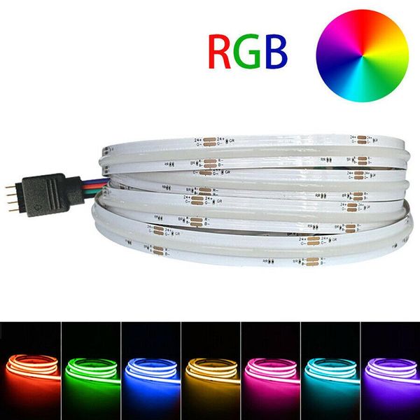 2022 Yeni RGB COB LED Şerit 24 V 840LEDS / M Kapalı Ev Dekorasyon Aydınlatma Için Yumuşak Esnek COB Bant