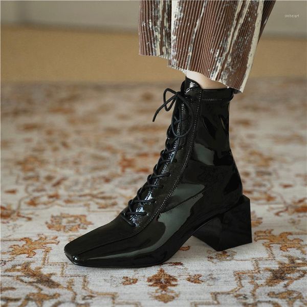 

2020 party wedding shoes woman female cross tied genuine leather women's winter autumn boots fashion high heels pumps1, Black